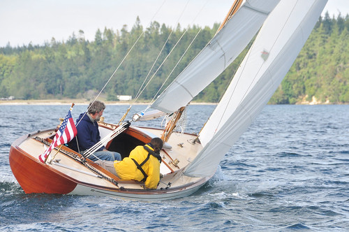 Port Hadlock WA - Northwest School of Wooden Boatbuilding - Large Craft - Yankee One Design GEMINI under sail - Elizabeth Becker, photo