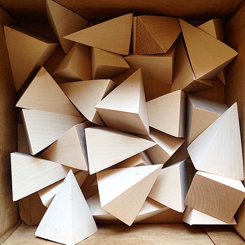 A box full of foreign objects has arrived at the studio. #foreignobject #wood #pyramids #geometry #geometric #<a href=