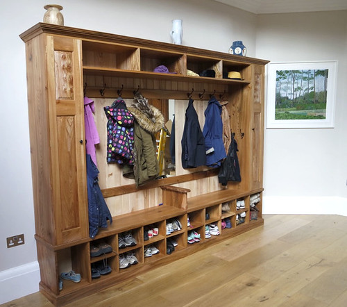 Elm and ash coat and shoe cabinet