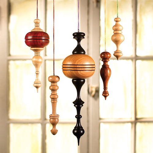 Spindle & Globe Wooden Ornaments