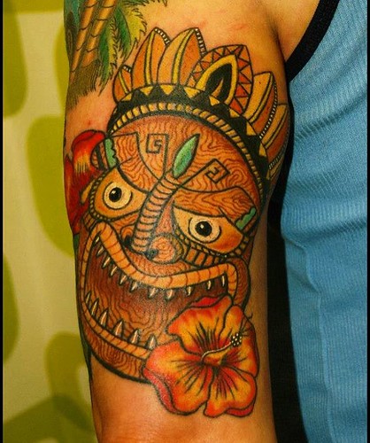 Old tattoo I forgot to post. @mcintyretattoo @b0uncings0uls @inkedmag @ink.me_magazine #tiki #tikitattoo #wood #<a href=