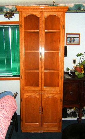 Custom Made Oak Corner Cabinet