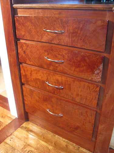 Built-In Cabinet Made From Salvaged Maui Lychee with Salvaged Maui Mango Flooring