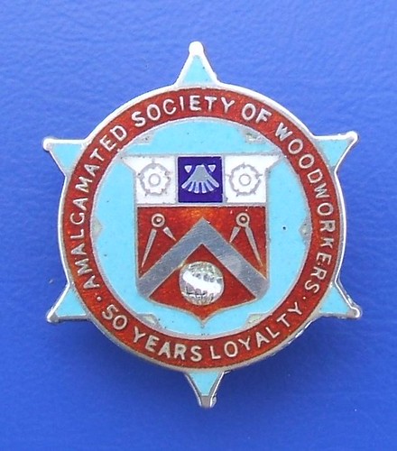 Amalgamated Society of Woodworkers 50 year membership - silver badge (1954)