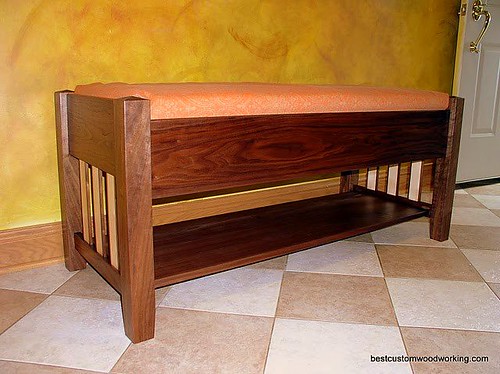 Custom Walnut Bench with Maple Accents.