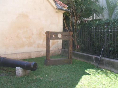 Stock & Pillory - Hand hewn historic pillory replica - Charleston Battery Museum