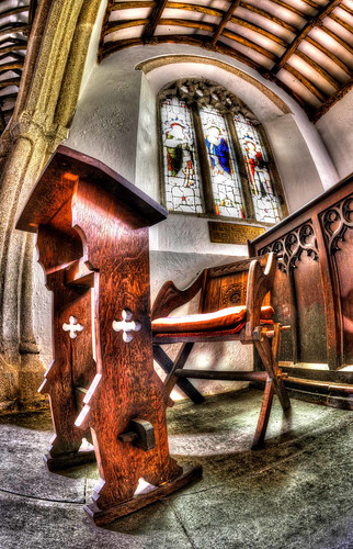 Lectern and Window in a corner of Laneast Church