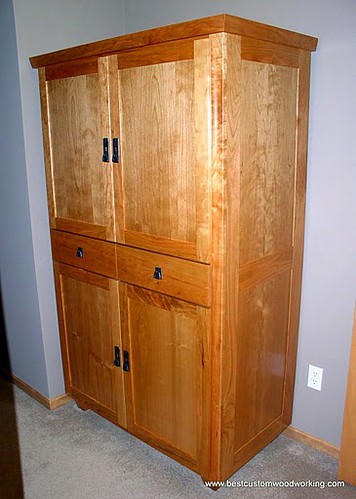 Custom Cherry Freestanding Linen Closet.