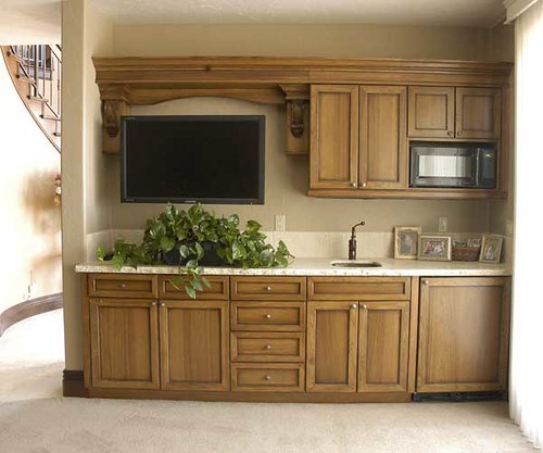 Family Room Hickory Cabinetry