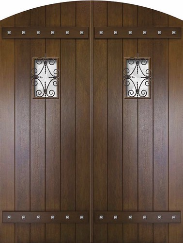 Plank Arch Top Double Doors  Mahogany  PLD5080A-C