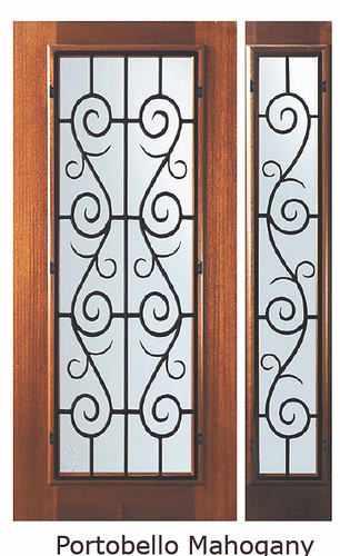 Charles Wrought Iron Full Lite Mahogany Entry Door  Tall 80 P09662WS-G